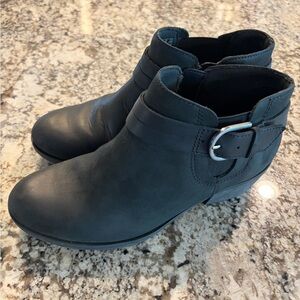 Clarks Black Ankle Booties with Buckle